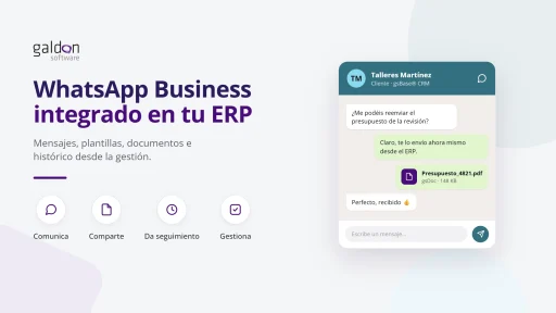 WhatsApp Business integrado en ERP para consultar conversaciones, documentos e historial desde gsBase®